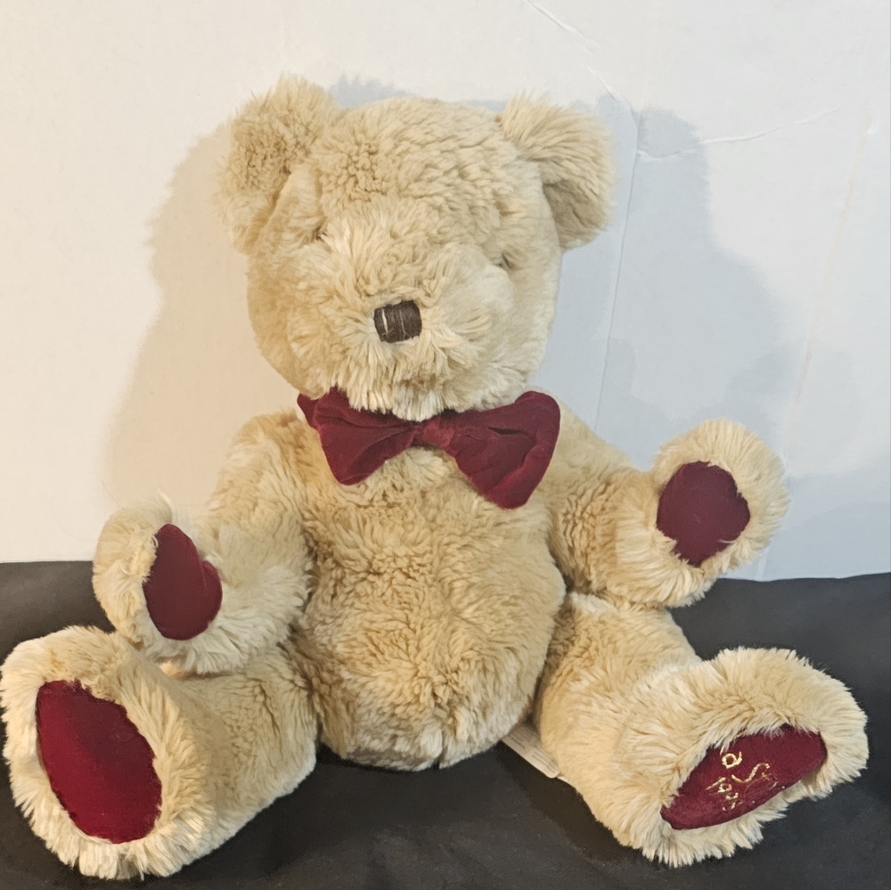 La Senza Teddy Bear 1998 Strauss The Puppet Bear Tan/Burgundy Plush 16" -Retired